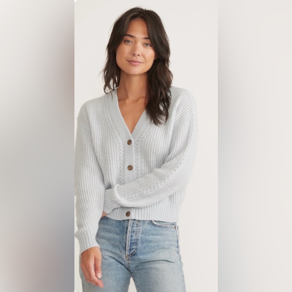 Marine Layer Robin Dream Yarn Crop Cardigan – Size XL – Arctic Ice